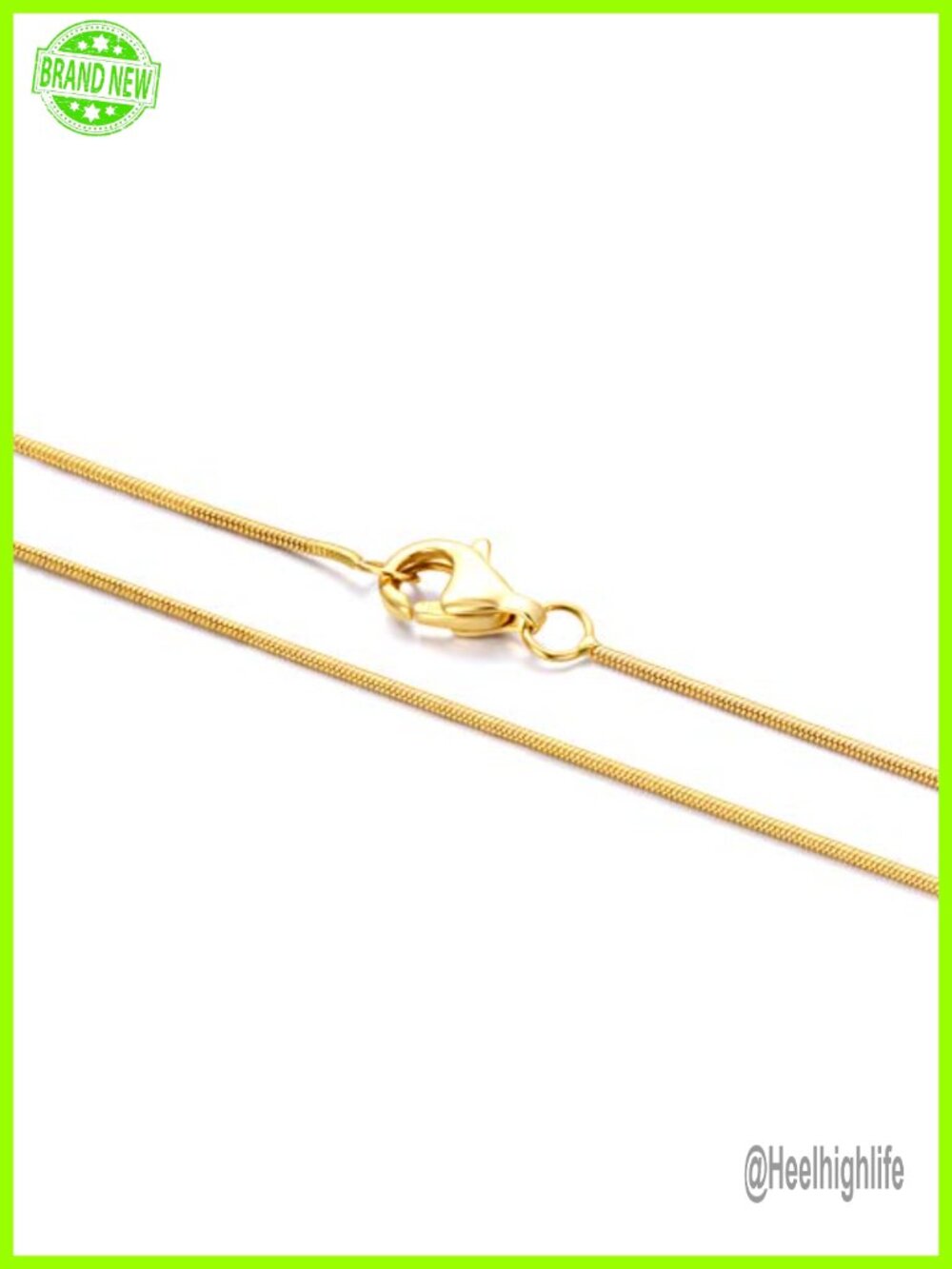 18K Gold Snake Chain Necklace for Women Solid Lobster Clasp